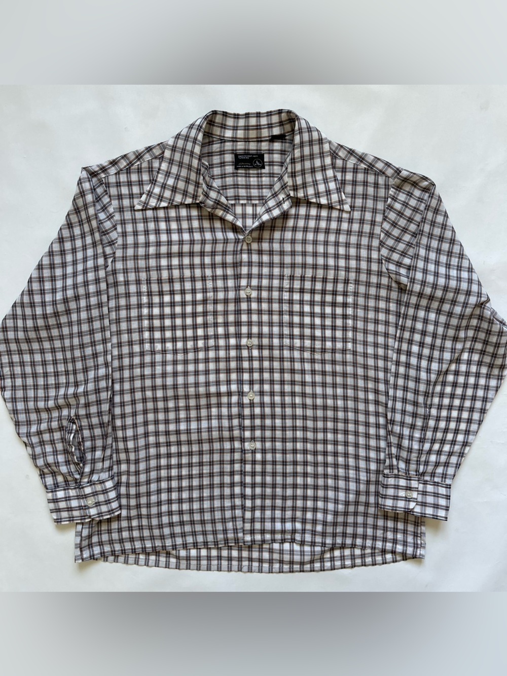 Vintage JC Penny Plaid button up shirt large lightweight long sleeve Towncraft